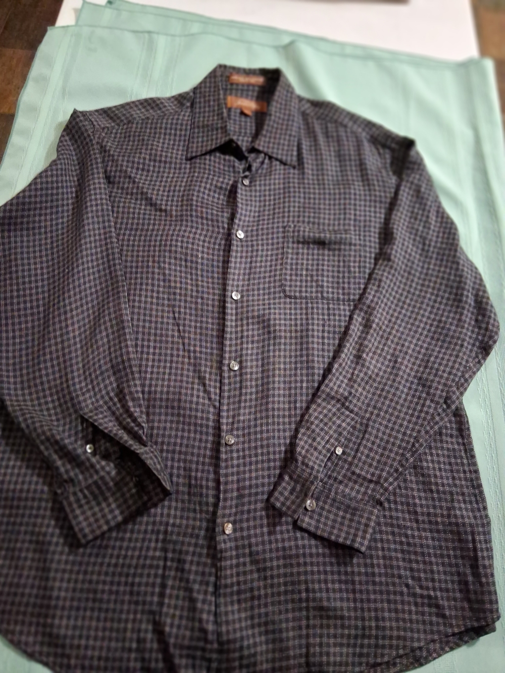 Tasso Elba Men's Button-Down Checked Shirt - Black and Gray